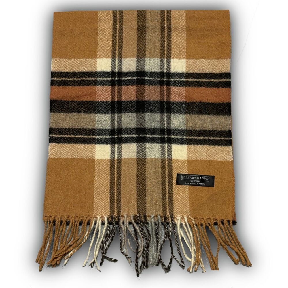 Jeffrey Banks Plaid Wool Scarf